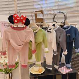 秋冬新款韩系糖果色男童女童保暖套装男宝女宝秋衣秋裤家居服A类