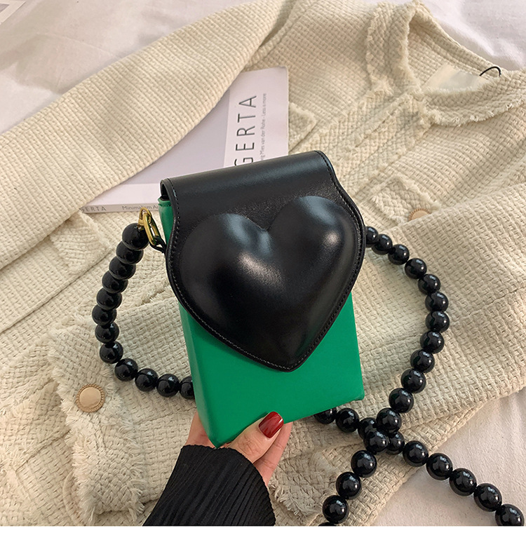 Nuevo bolso de tablero de ajedrez con forma de corazn bolso de mensajero de un hombro con cuentas al por mayorpicture12
