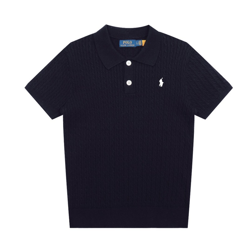 2025 スキャン可能 R*L ホームポニーロゴ刺繍 POLO 半袖セーター 小さなツイストラペル シンプル Tシャツ トップス|undefined