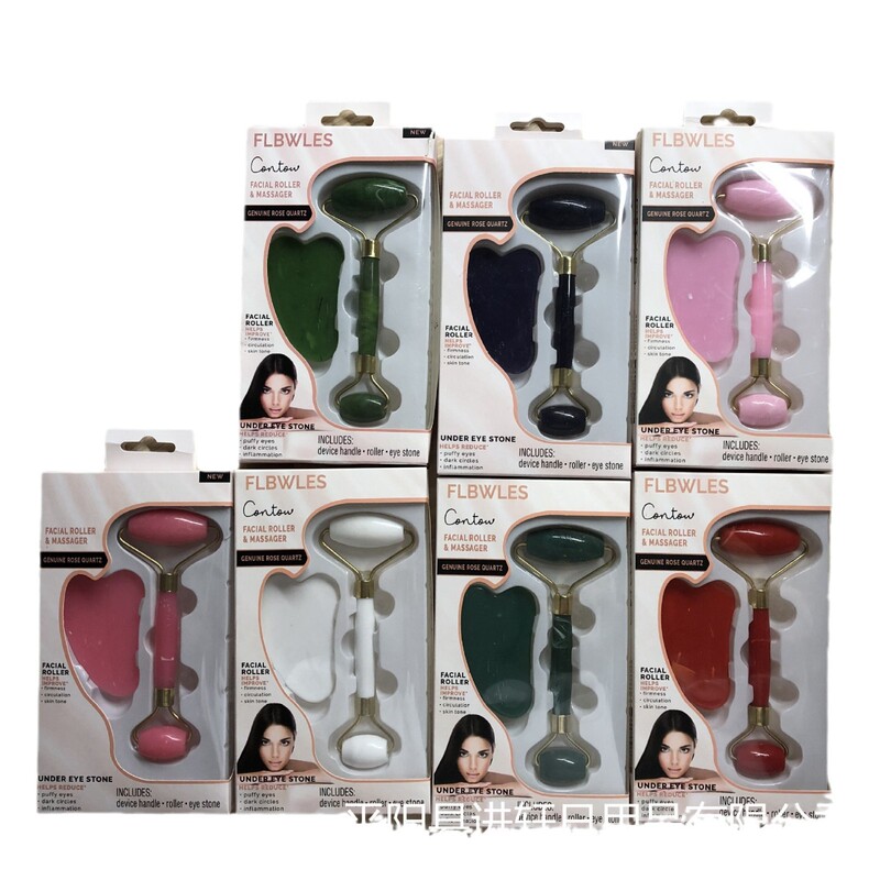 玉のローラーのマッサージ器のプラスチックの双頭のローラーの美容器の顔のマッサージのスクレーパーの樹脂のローラーの棒をまねます。|undefined