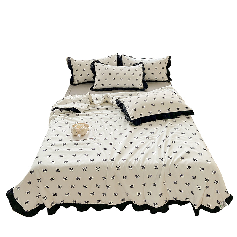 Edredón de aire acondicionado de algodón lavado de cuatro piezas edredón fresco de verano sección delgada dormitorio de verano doble edredón de primavera y otoño de verano núcleo lavable a máquina