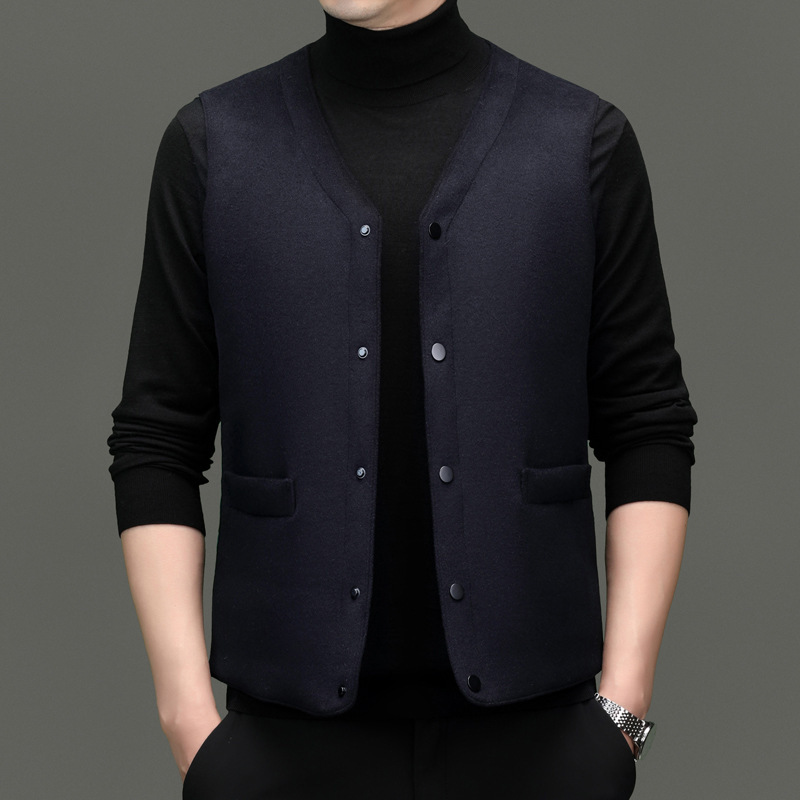 Autumn and Winter Men's Wool Vest Trendy Casual Wool Vest V-Neck Wool Vest for Dad Warm Sleeveless Jacket for Men Autumn and Winter Men's Wool Vest Trendy Casual Wool Vest V-Neck Wool Vest for Dad Warm Sleeveless Jacket for Men