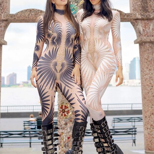 European and American New Cross-border Multi-series European and American Digital Printing cosplay Costumes Women's Tight Long-sleeved Jumpsuits
