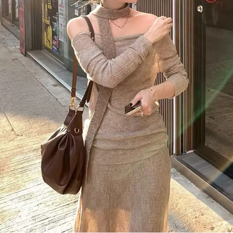 EAR R 纹理套装 绵绑带荡领多种领型上衣半裙套装2026新款时尚百