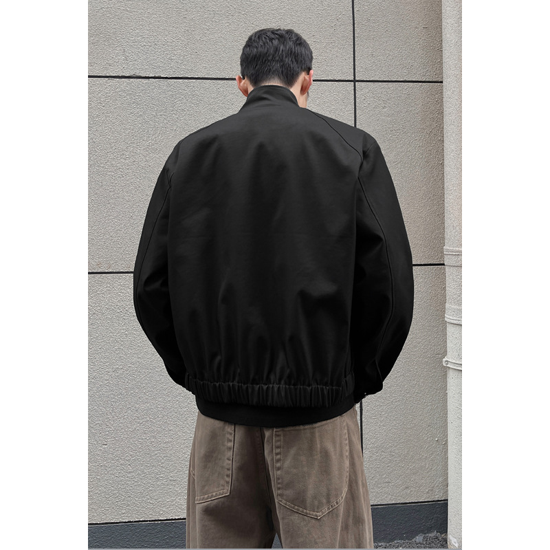 Cleanfit Deconstructed Three-proof For Men, Spring Trendy American-style Short Workwear Jacket With Stand-up Collar,_voghion.com