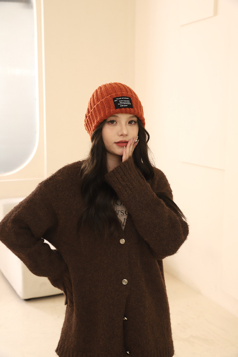 Lana oversize tinta unita per autunno e inverno, pile lavorato a maglia, versione coreana, coppia femminile all'aperto, escursioni calde_voghion.com