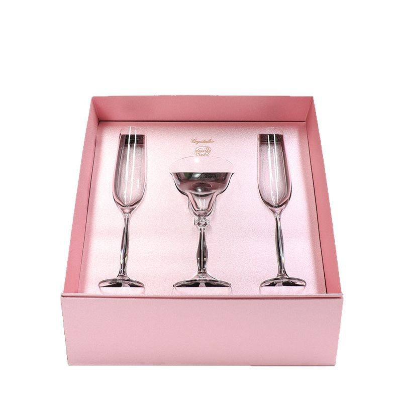 Caja de regalo de copas de champán de cristal importadas de la República Checa, copa de cristal de alta gama, copa de vino, recuerdo de boda, regalo de lujo ligero para el Día de San Valentín