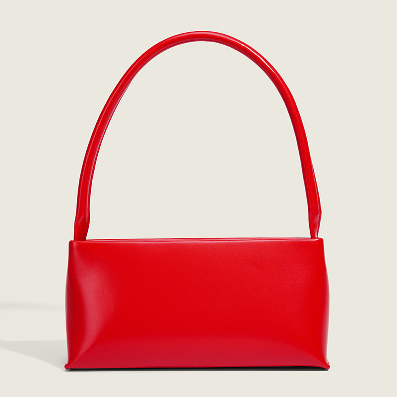 Red Retro Baguette Bag French Niche Design Underarm Bag Elegant Bridal Wedding Handbag For Women - Thumbnail 2