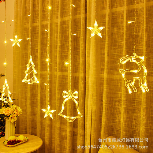 LED Curtain Light Christmas Room Decoration Colored Light String Christmas Tree String Light Scene Arrangement Hanging Decoration Light String