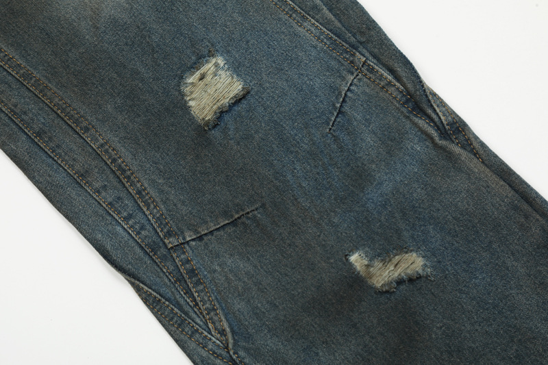 Men's Clothing Trendy and Fashionable Street Distressed Washed Sexual Ripped Jeans Men's Trendy Brand All-match Casual Loose Straight Pants_voghion.com