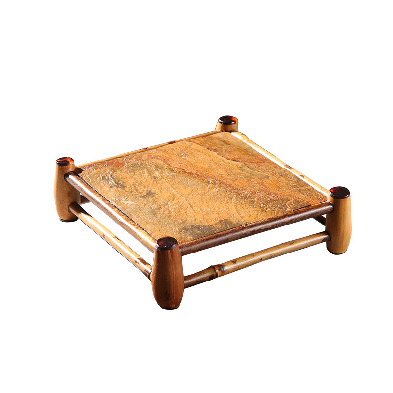 Hecho a mano gran pintura Yunfei roca oblicua pie burbuja seca bandeja de té Buda vientre cuadrado olla estante