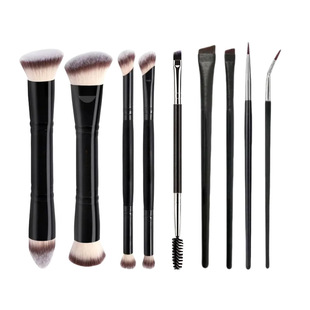 Cross-Border Double-Ended Foundation Blush Brush Three-Color Soft-Bristled Loose Powder Makeup Brush Contouring Brush Double-Ended Brush Foreign Trade Beauty Tools