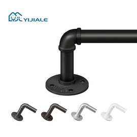 外贸跨境可伸缩黑色工业风罗马杆窗帘杆北欧窗帘杆子轨道现代简约