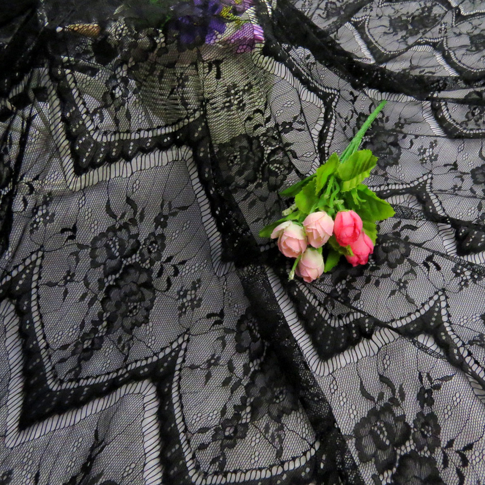 diy花边服装裙摆黑白6012睫毛柔软蕾丝花边辅料一条3米长*1.5米宽