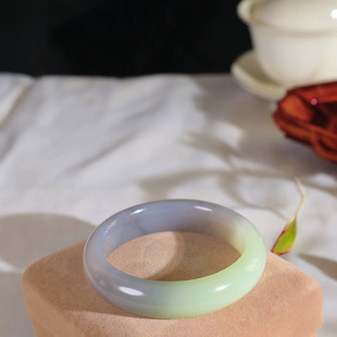 Jin Yutang Xinjiang Hetian Jade Boutique Smoke Purple Clear Water Double Color Bracelet Jade Warm and Exquisite Oily