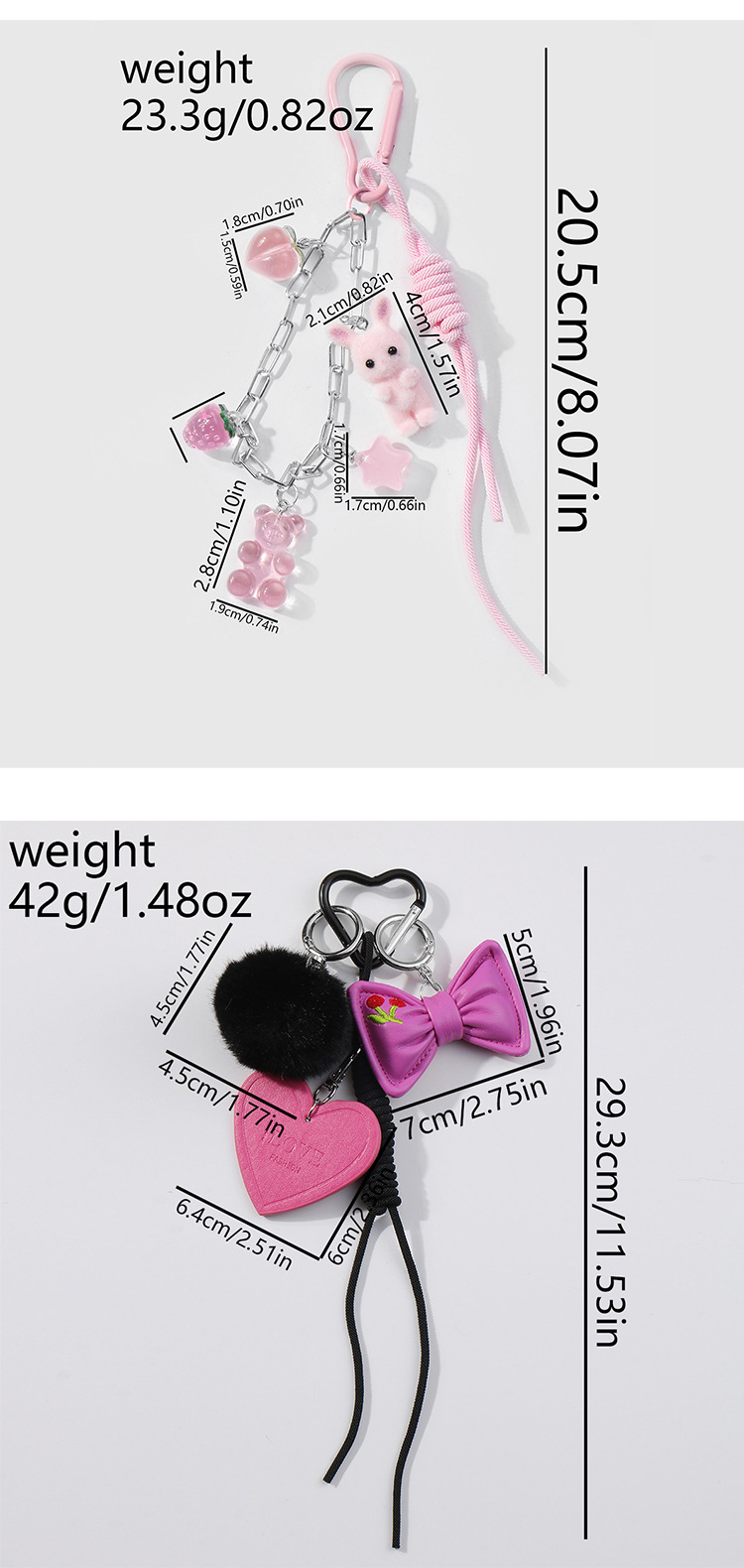 Cute Sweet Resin Plush Zinc Alloy Peach Bear Heart Shape Women's Bag Pendant Keychain display picture 3