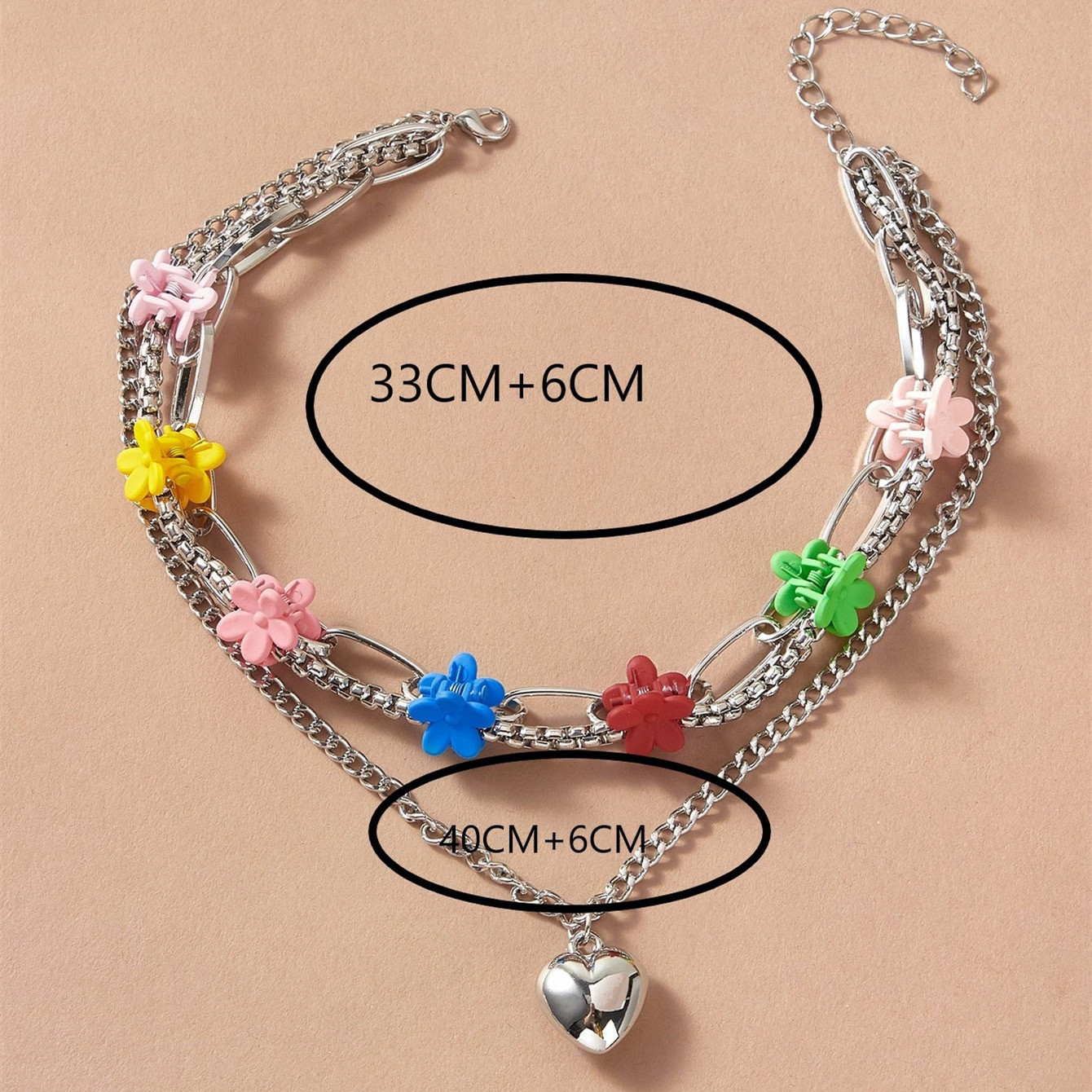 Fashion Flower Multi-layer Retro Alloy Heart-shaped Necklace display picture 3