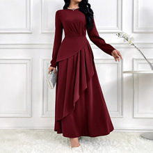 欧美亚马逊2025春季季新款设计感华贵时尚长袖长裙气质优雅连衣裙