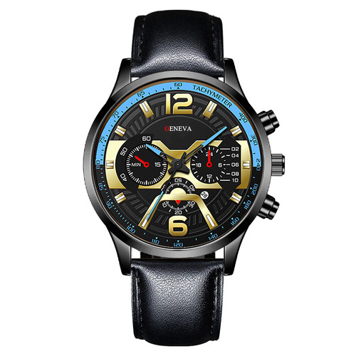 Cross-border men's watch, fashionable trend calendar six-hand strap quartz watch, luminous wrist watch, wholesale