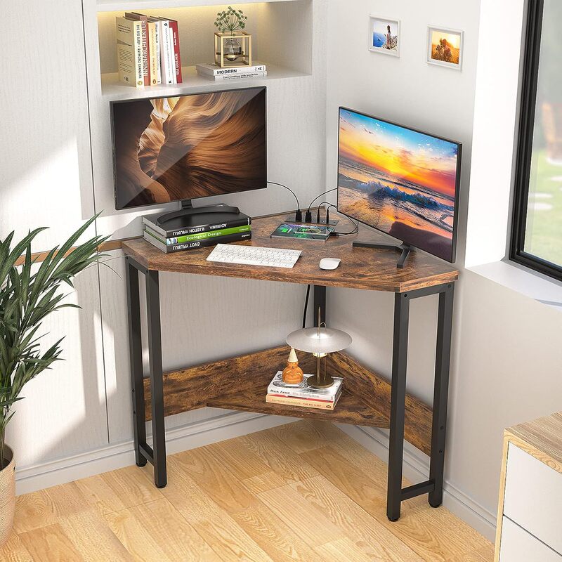 Corner-Style Small Desk with Socket, Corner-Style Office Desk, Storage Desk, Computer Desk Suitable for Small Spaces Corner-Style Small Desk with Socket, Corner-Style Office Desk, Storage Desk, Computer Desk Suitable for Small Spaces