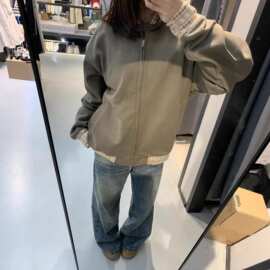 春秋新款小众设计重工绣花开衫外套宽松国潮长袖棒球领卫衣潮染色