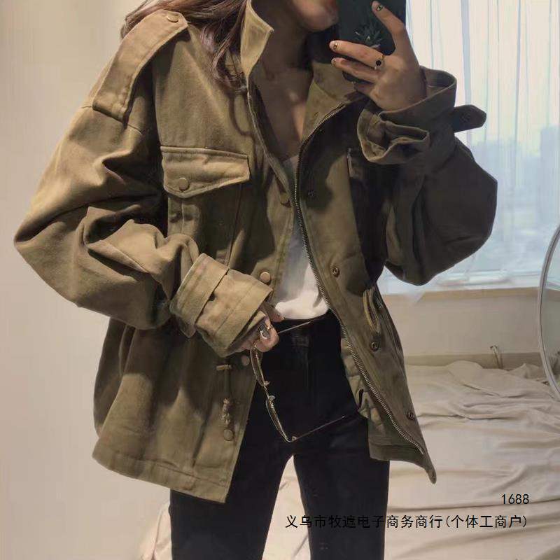 2026秋季新款韩国chic复古百搭工装宽松休闲口袋收腰风衣外套女