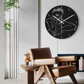 南非carrol boyes挂钟黑白抽象人物时钟摆件客厅卧室墙壁壁挂装饰