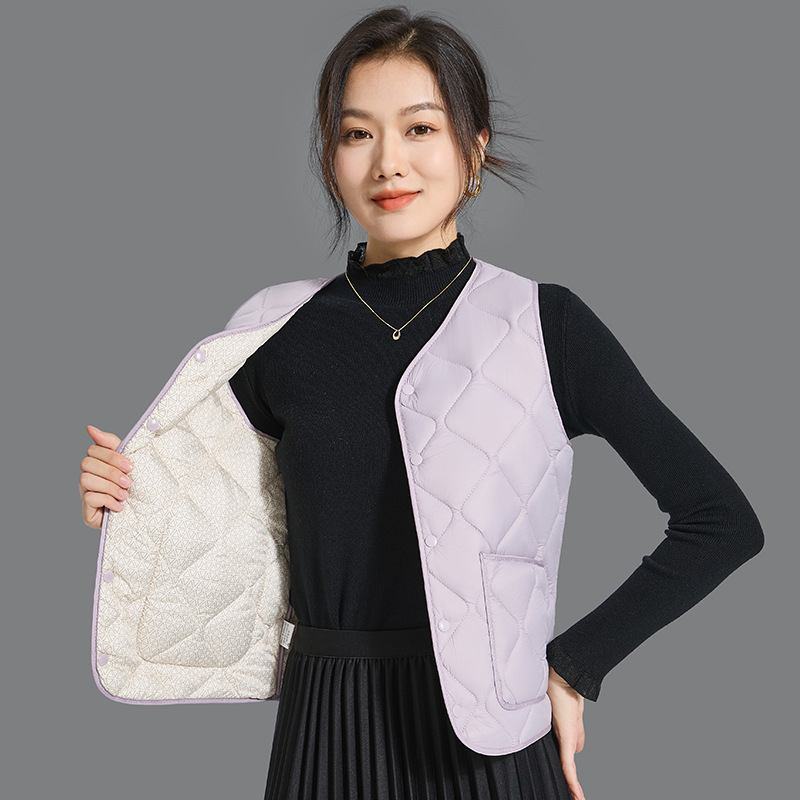 Autumn and Winter Women's down Cotton Vest Couple Unisex Vest Versatile Light and Warm Waistcoat Casual Outer Wear