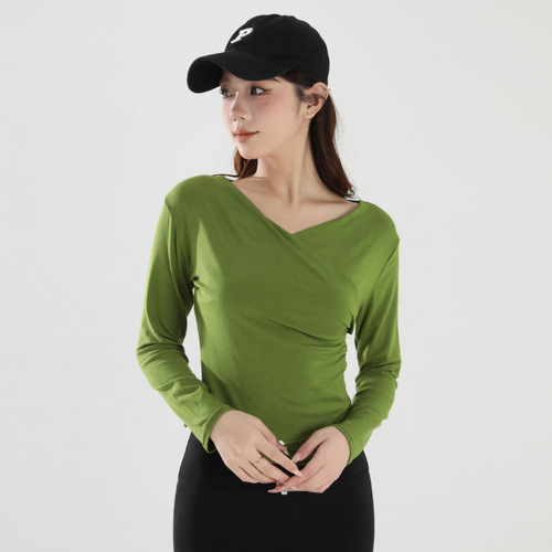Autumn/Winter New Yoga Clothes Long Sleeve T-Shirt Crease-Bound Waist Slimming Comfortable Running Training Outerwear Fitness Top