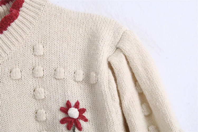 flower embroidery round neck sweater NSYJN118472