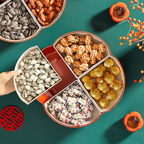 New persimmon persimmon Ruyi persimmon fruit plate dried fruit box home living room nut plate holiday snacks fruit plate with lid