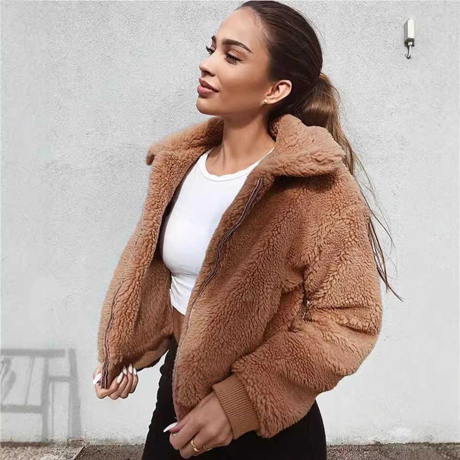 Women's Clothing Warm Velvet Teddy, Women's Woolen Coat Tops_voghion.com