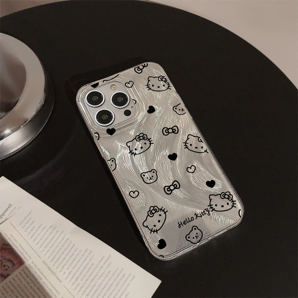 Nicho ins hilo de plumas negro amor línea kt para iPhone 14/13ProMax funda para teléfono móvil 12 Apple 15PM