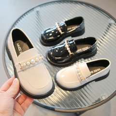 女童皮鞋2024春秋新款兒童鞋子女孩英倫風百搭時尚樂福鞋一腳蹬平