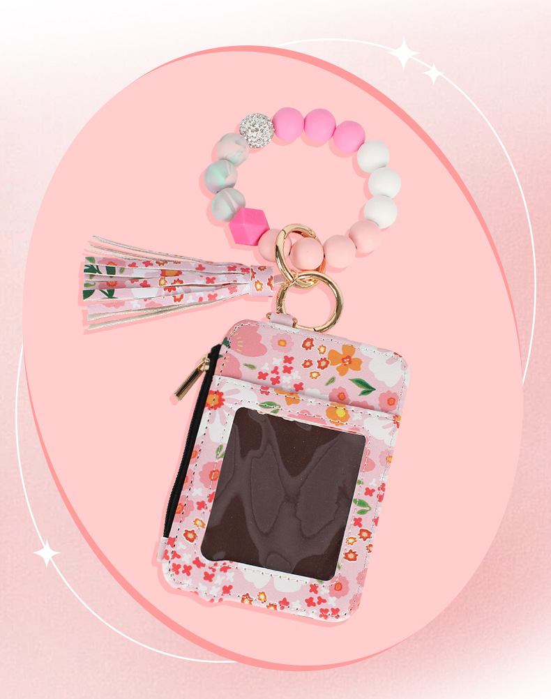 67g Weight Nylon Lining Material Zipper Closure Type Coin Purse Bags Type Daily Occasion Unisex Flower Pu Leather Zipper Card Holders