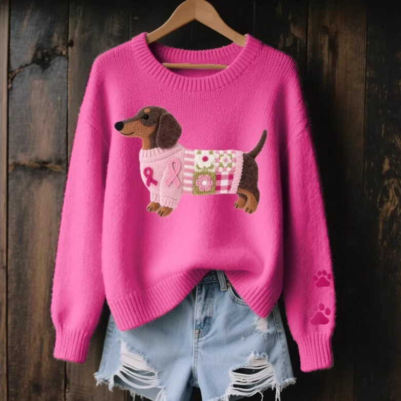 2025欧美跨境外贸女士仿毛衣3D数码系列印花圆领卫衣厂家热销