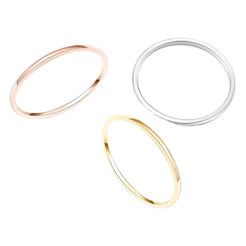 Cross-Border Hot-Selling Ins-Style Simple Plain Ring Titanium Steel Ring for Women, Personalized Stainless Steel Couple Rings, Jewelry