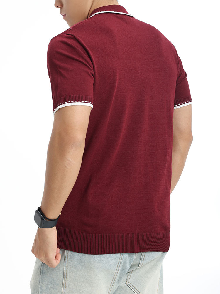 Europa y los Estados Unidos vieja camiseta de polo de punto de hombre con solapa vertical rayas de manga corta de negocios casual ropa de hombre camiseta de verano