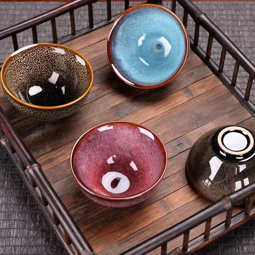 Kiln-changed multi-color ceramic tea cup Kung Fu tea set single cup tea cup master cup large tea cup tea bowl