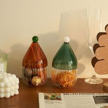 法式圣诞糖罐糖果罐储物收纳罐子玻璃琉璃高颜值网红可爱创意好看