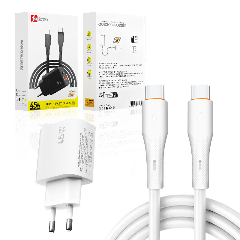 Dual Port Qc 3.0 Pd 45W Ultra Fast Charging Wall Charger for iPhone