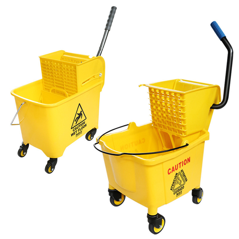 Water squeezer mop bucket mopping commercial hotel cleaning mop cloth water squeezing tussah water truck with drain pipe mopping bucket
