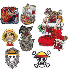 Pirate King Anime Cartoon Fabric Patches | Embroidered Fabric Patches for Japanese Dramas & Animation | Export-Ready Small-Batch Wholesale Accessory Fabric Stickers