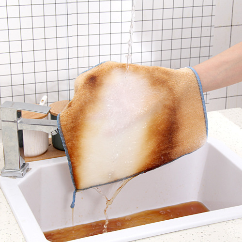 Dishwashing cloth, kitchen cleaning, dishwashing, absorbent, non-stick oil scouring pad, lazy rag, bamboo fiber magic dishcloth