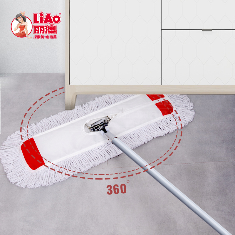 Fregona industrial de algodón de doble capa, estructura de acero, limpieza eficiente para hoteles o uso doméstico, duradera y absorbente.