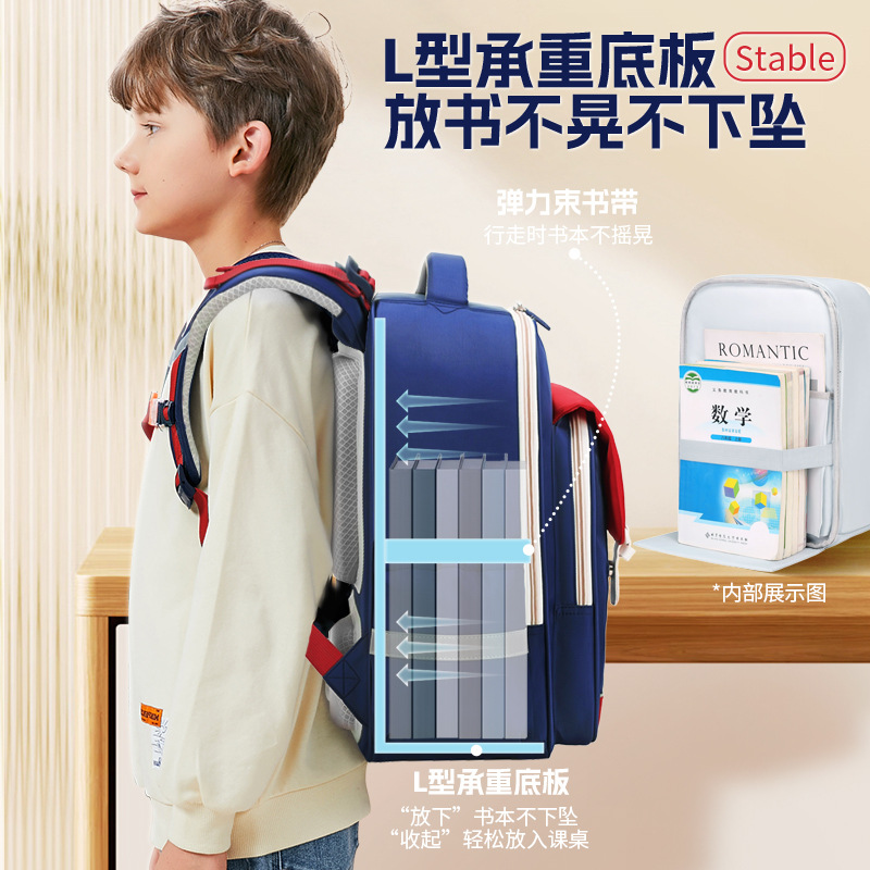 Mochila de reducción de carga suspendida Mochila de estudiante de primaria súper linda Universal 3-6 grados Resistente a la suciedad y a la caída de niños y niñas