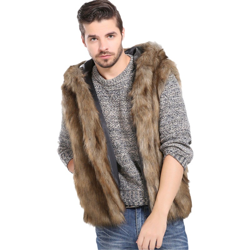F0690 cross-border European and American men's faux fur vest fox fur faux fur vest