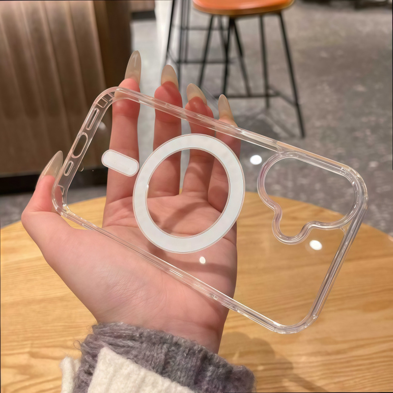 适用iPhone17Promax亚克力透明磁吸手机壳苹果16大孔15防摔保护套