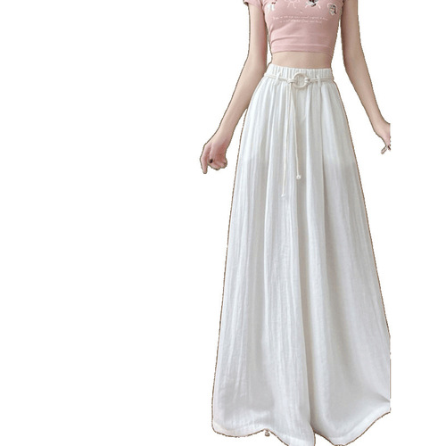 Women's Summer Slimming Long Skirt Pants with Ice Silk Mountaineering Style, Loose Leg Pants with Drape Sensation