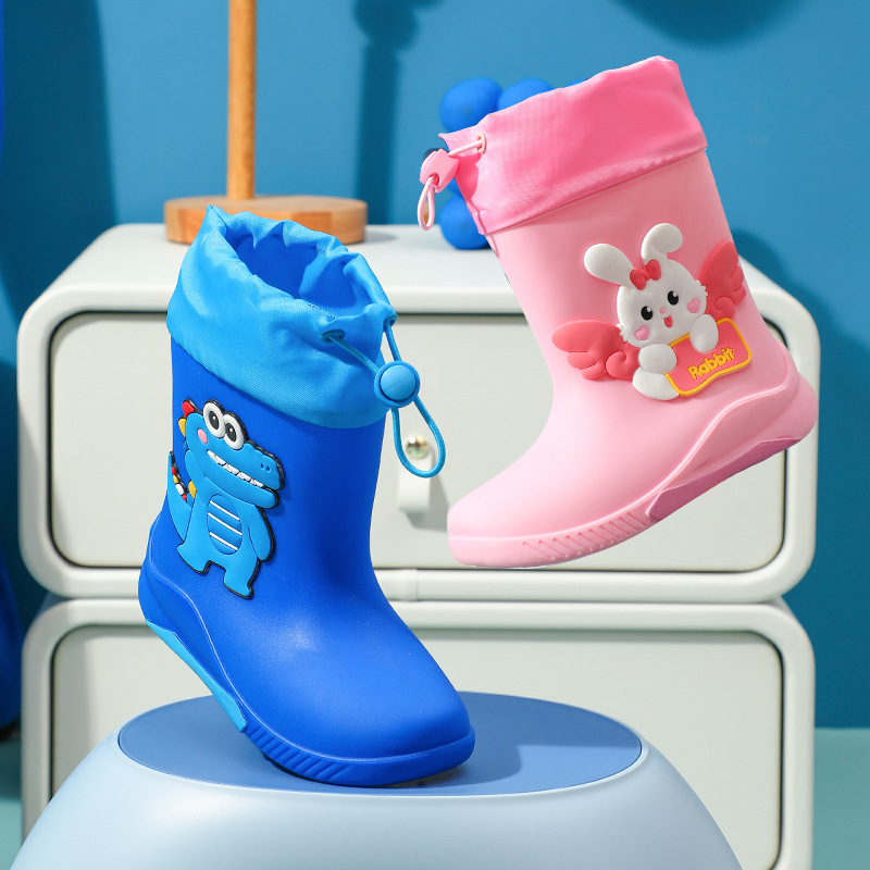 Cartoon Children's Rain Boots, Water Shoes, Student Baby Rain Boots, Non-Slip, Waterproof, Lightweight, for Girls and Boys, Cute Rubber Shoes